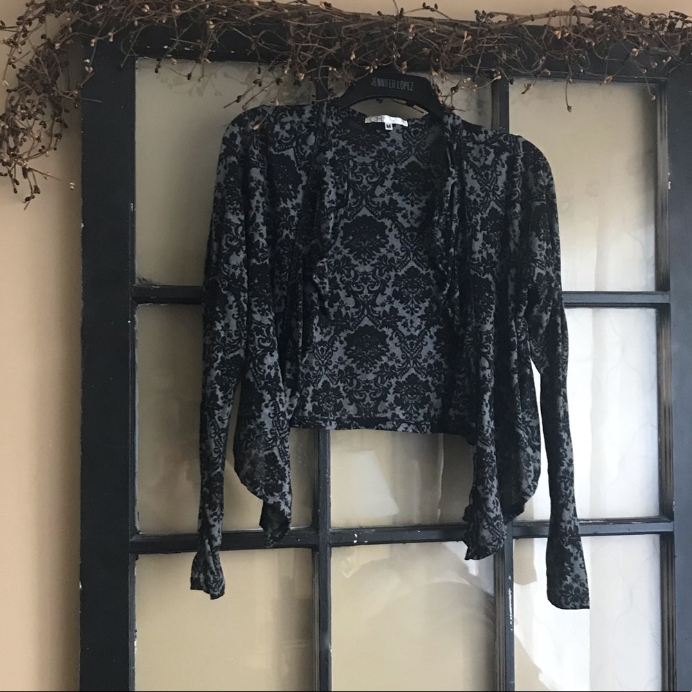 Charlotte Russe black grey print cardigan